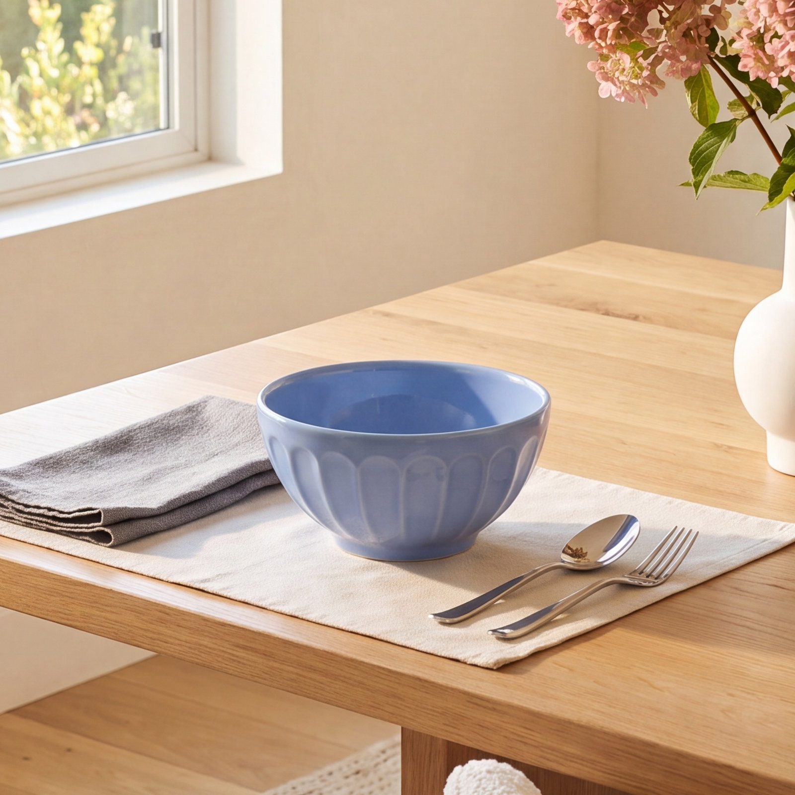 Costa Nova Latte Bowls Stoneware Dessert Bowl, Cornflower Blue