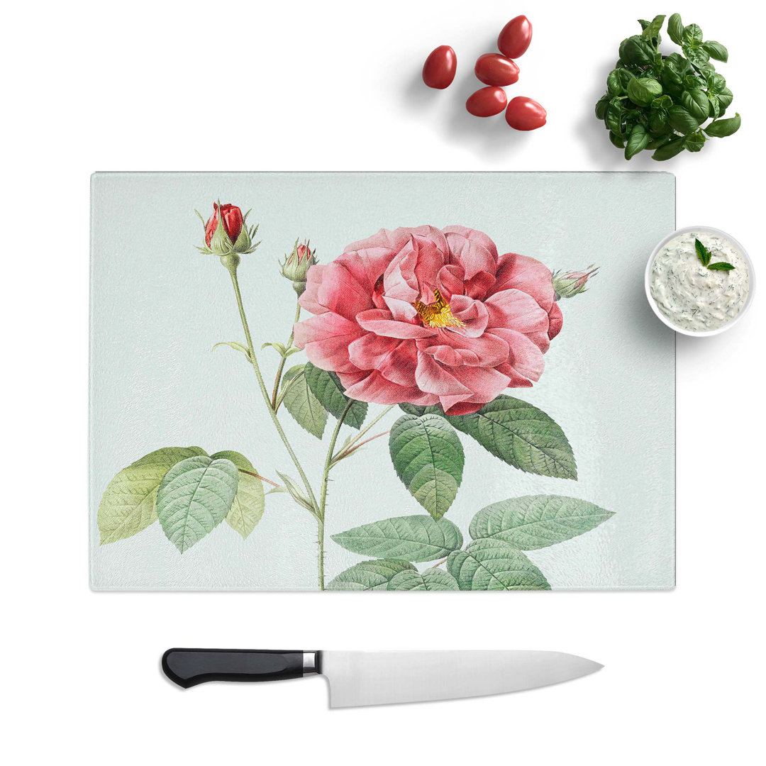 Glass French Rose by Pierre-Joseph Redoute Chopping Board