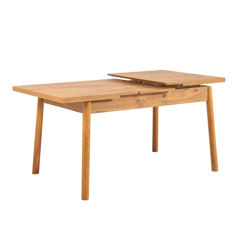 Extendable Dining Table & Bench Set (3 Pieces), Natural/Black