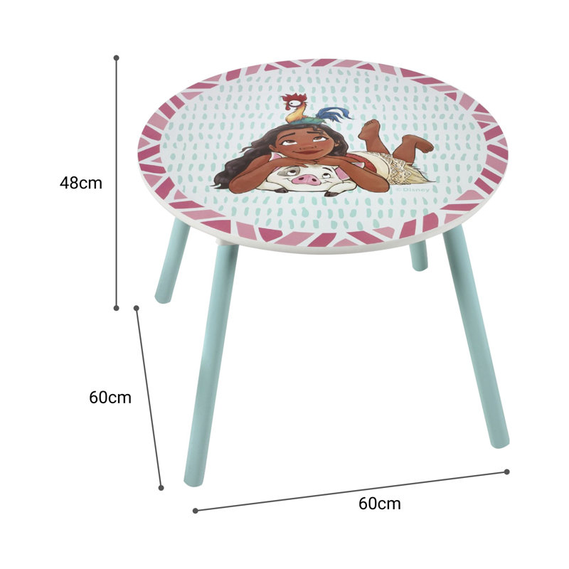 Disney Moana Children Kids Table and Stool Set (2 Stools Included) - Ideal for Arts & Crafts, Snack Time, Homeschooling, Homework & More, Moana 2