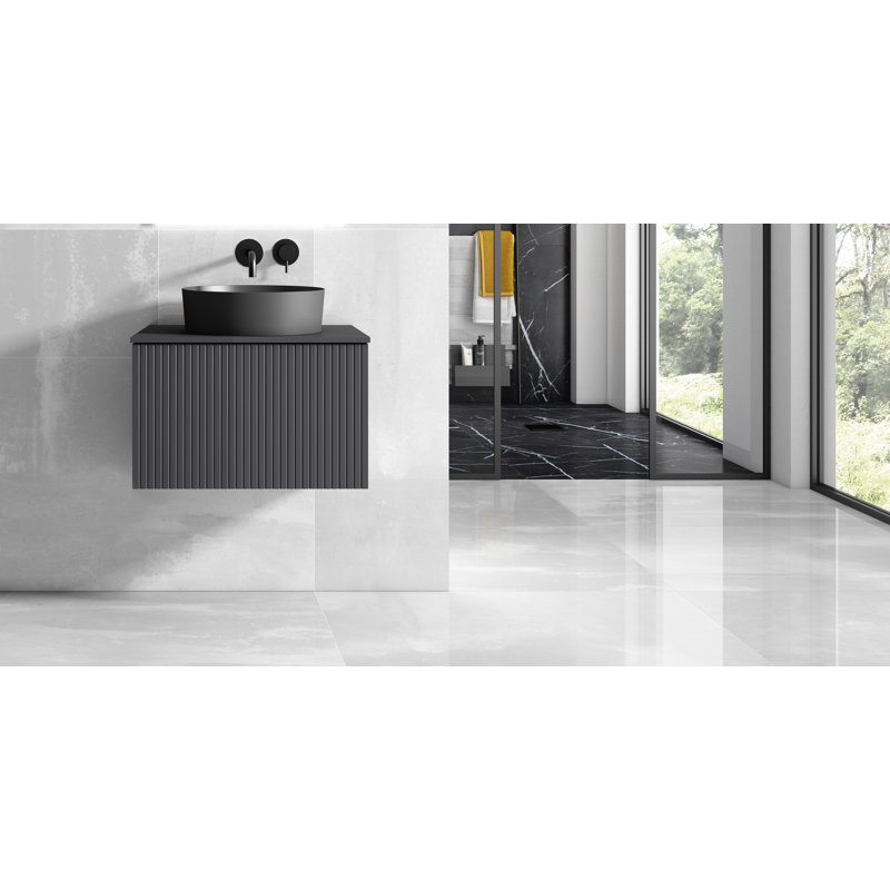 Ensemble de meuble-lavabo mural simple 40 po Aleemah, Gris