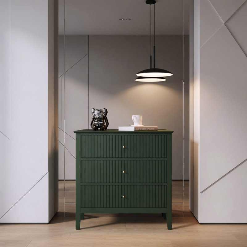 Table de chevet large 32 po à 3 tiroirs, grande table de bout moderne pour chambre à coucher, Green