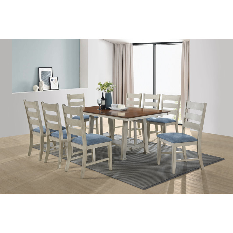 Modern Dining Set with Chairs and Table, 9 Pieces: Table, 8 Chairs