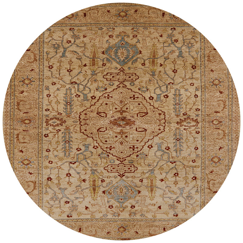 Tapis brun à motif oriental, Rond 3 pi