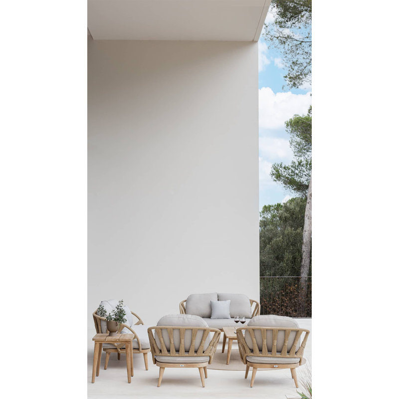 Krabi Outdoor Teak Lounge Chair, Canvas Canvas Sunbrella® Canvas