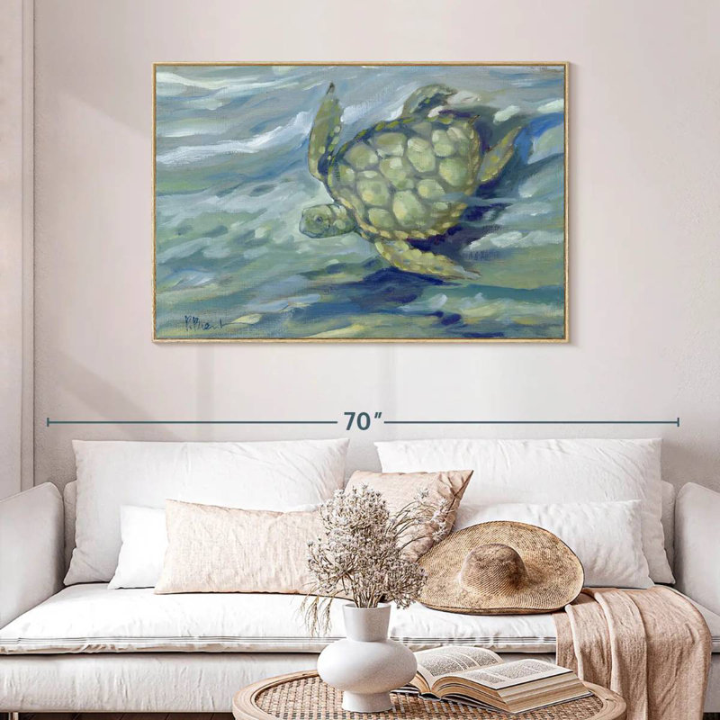 Tortue de mer East Point, Cadre flottant en bois naturel, 46 po x 31 po