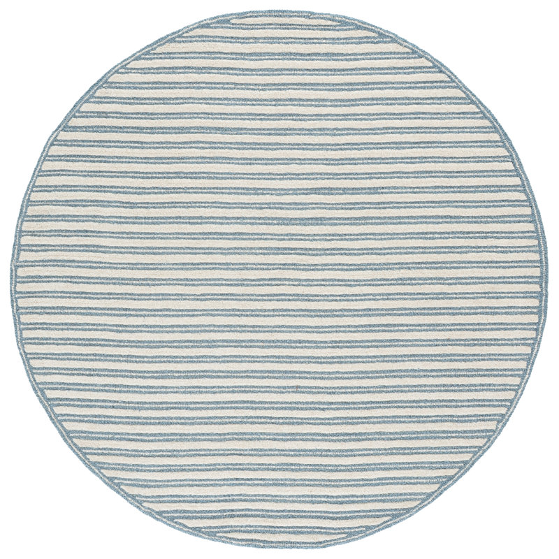 Tapis d'intérieur rayé en coton touffeté à la main Martha Stewart, Rond 6 pi 0 po x 6 pi 0 po
