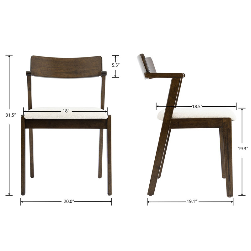 Dining Set Mid-Century Modern Round Wooden Table & Upholstered Chair Set For Home, Kitchen, Dining Room, Noyer chenille
