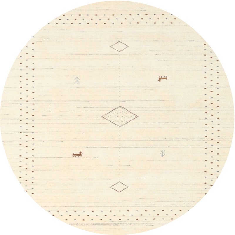 Tapis abstrait beige, Rond 3 pi
