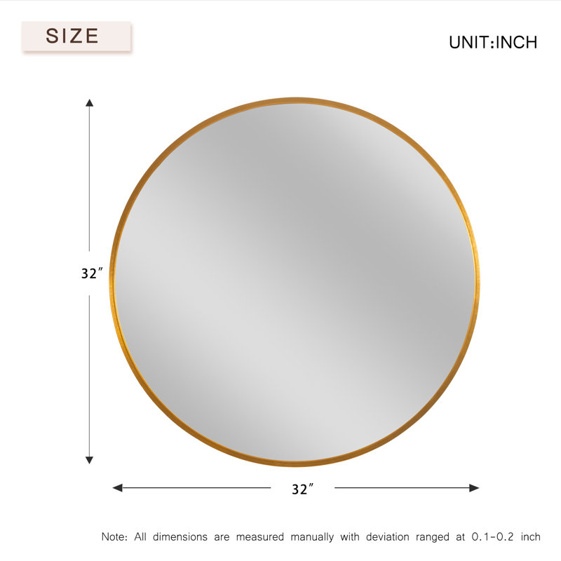 Catalayah Metal Round Wall Mirror, 36" H x 36" W, Gold