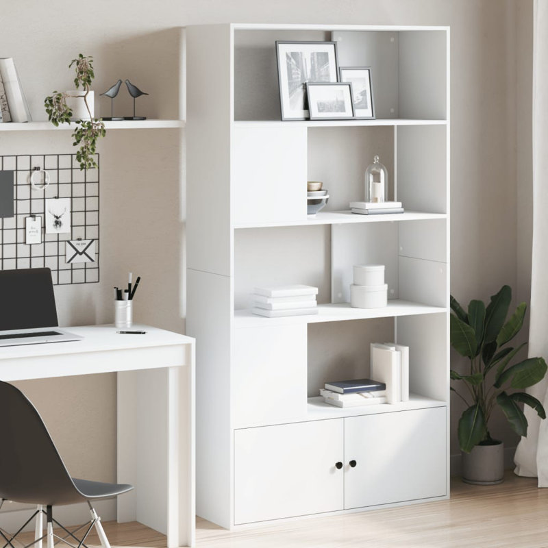 Augustinas 189cm H Bookcase, (5 Shelves) 189cm H x 100cm W x 36cm D, White