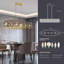 Lustre - Luminaire suspendu en cristal contemporain de 39 po, finition noire et dorée, luminaire de style moderne géométrique