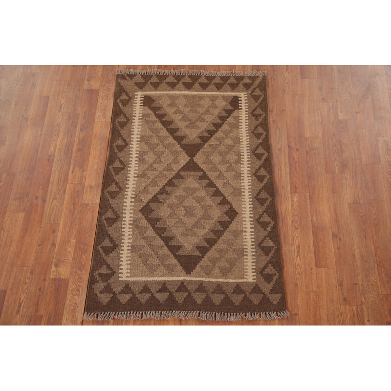 Tapis brun en laine réversible Kilim 3 x 4