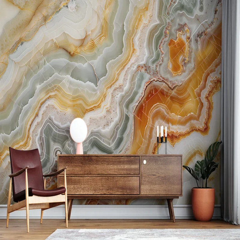 Golden Amber Crystal Onyx Wallpaper, 114" L x 204" W