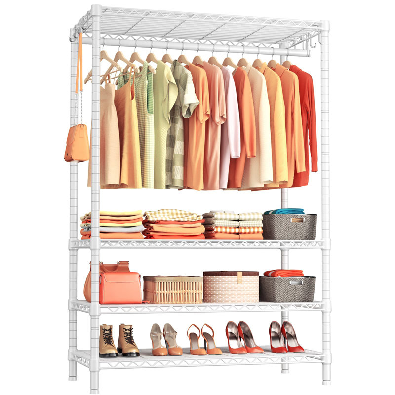 Portant à vêtements autoportant à 4 niveaux en métal, très grand support de charge, nouvelle option pour le système de rangement pour garde-robe