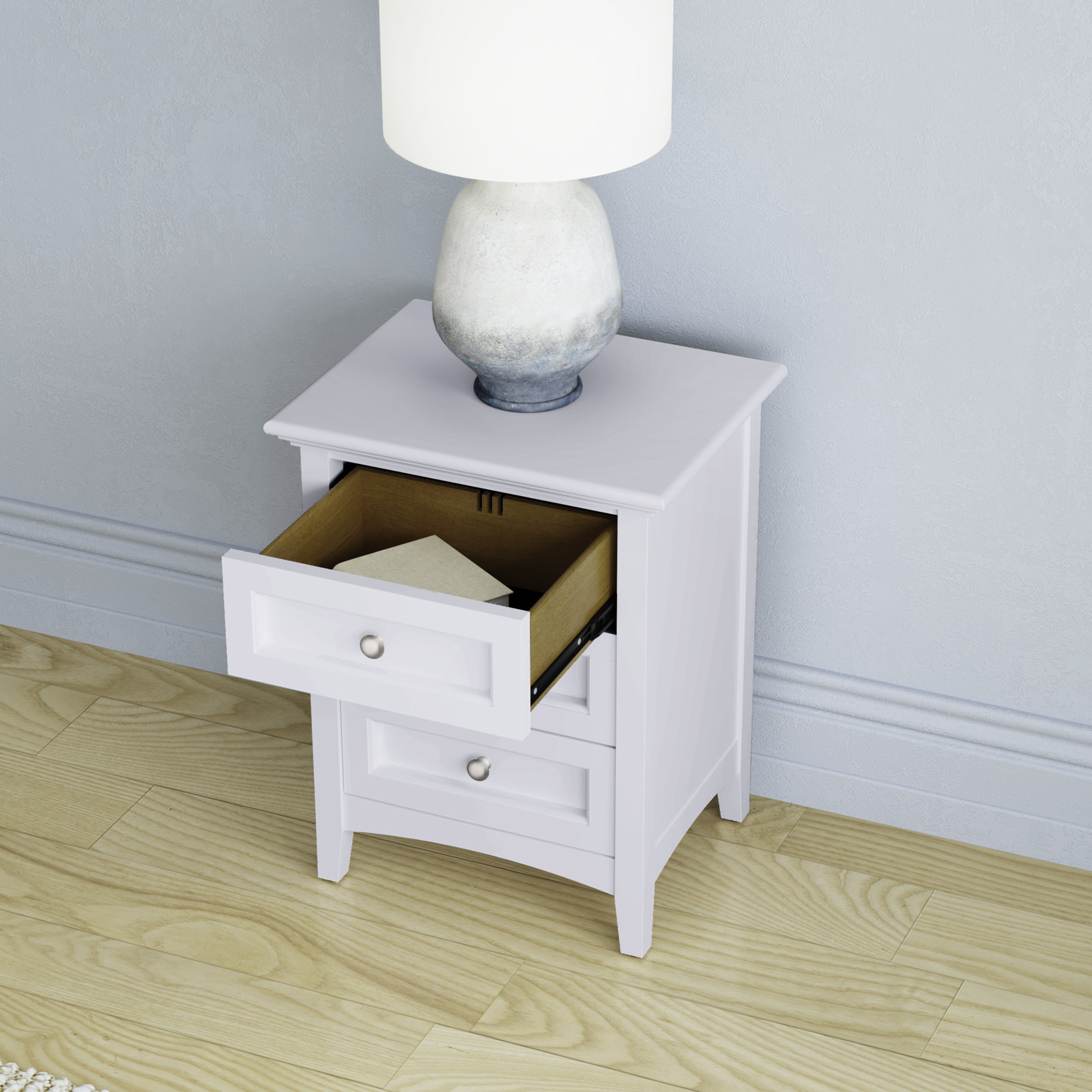Melusina 3 - Drawer Nightstand, White