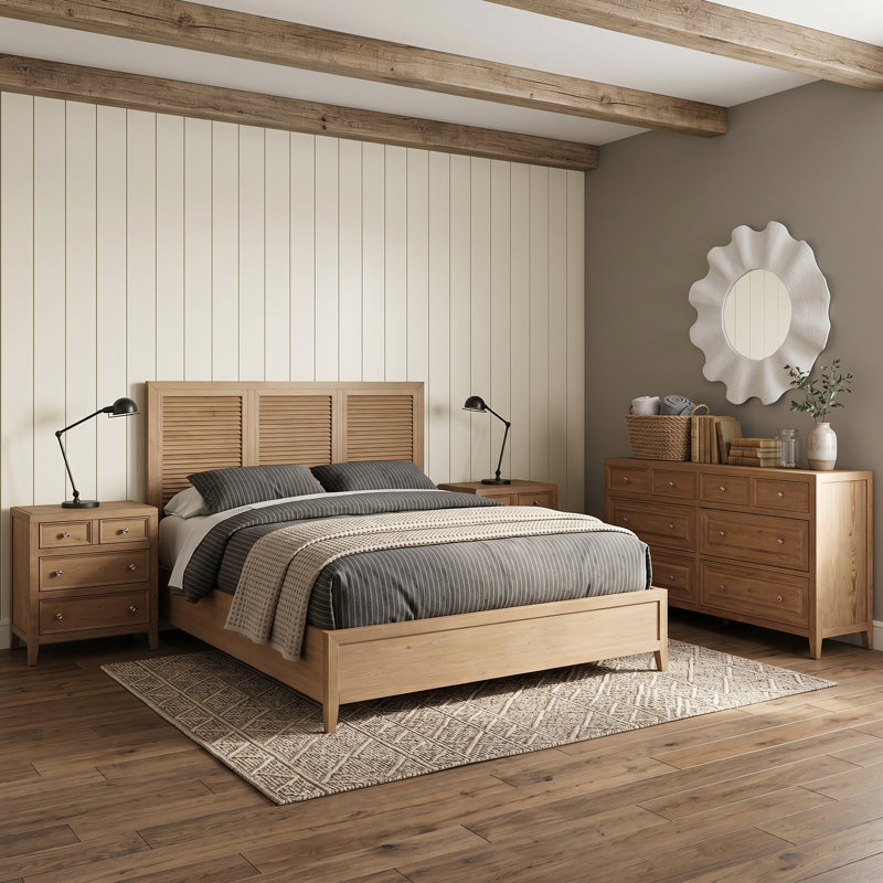 Carlingford Sand Dune Bedroom Set, 5 Pcs: Bed, 2 Nightstands, Dresser, Mirror, Queen
