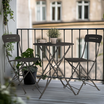 3-Piece Folding Outdoor Bistro Set with Round Table and 2 Chairs for Patio, Balcony & Garden