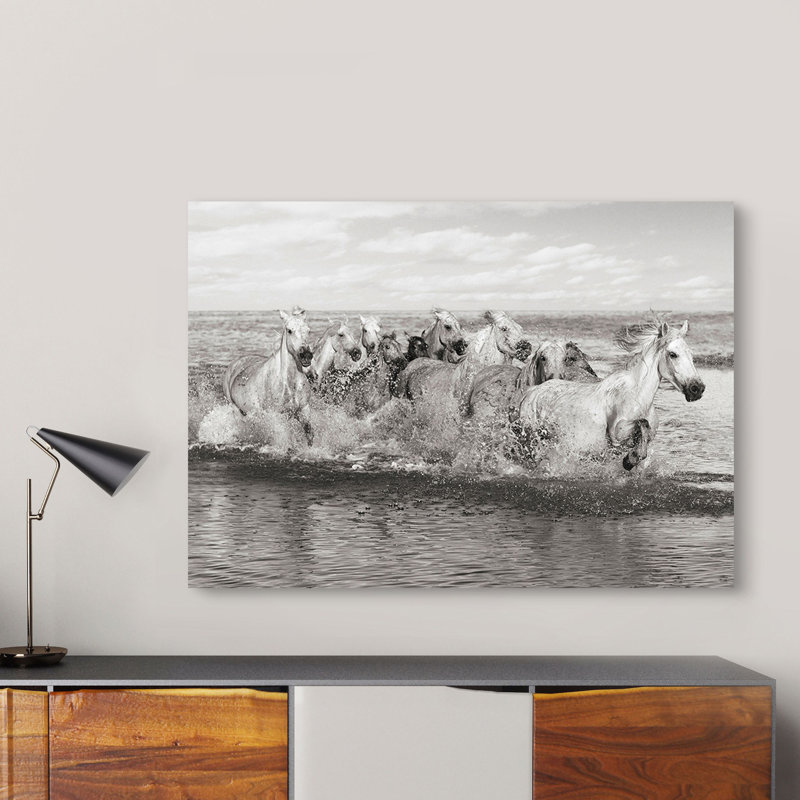 Herd Of Horses, Camargue - Wrapped Canvas Print, 70cm H x 100cm W x 4cm D