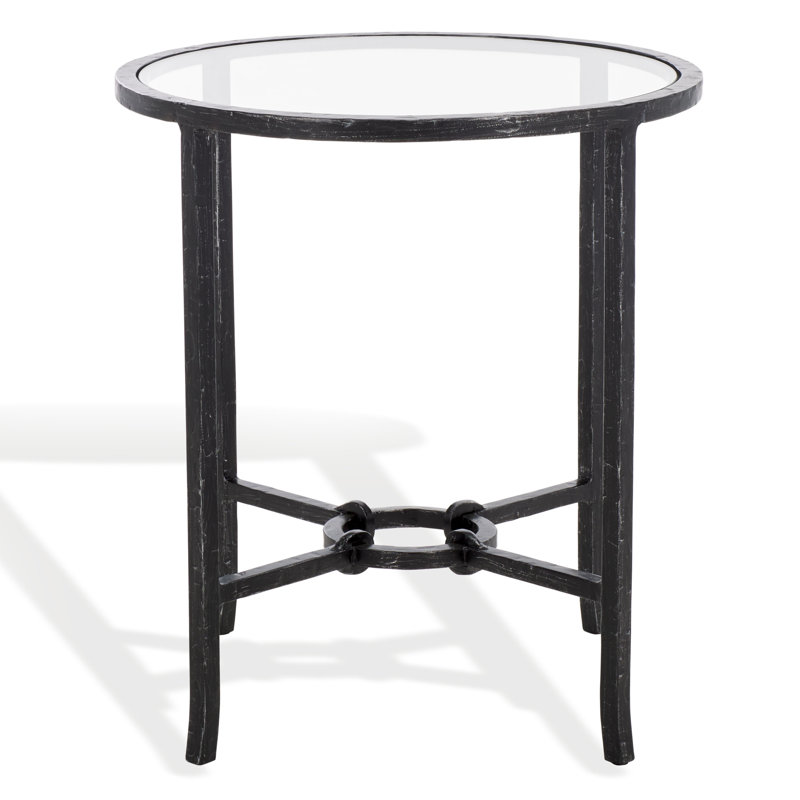 Tauri Forged Metal Round Accent Table, Black