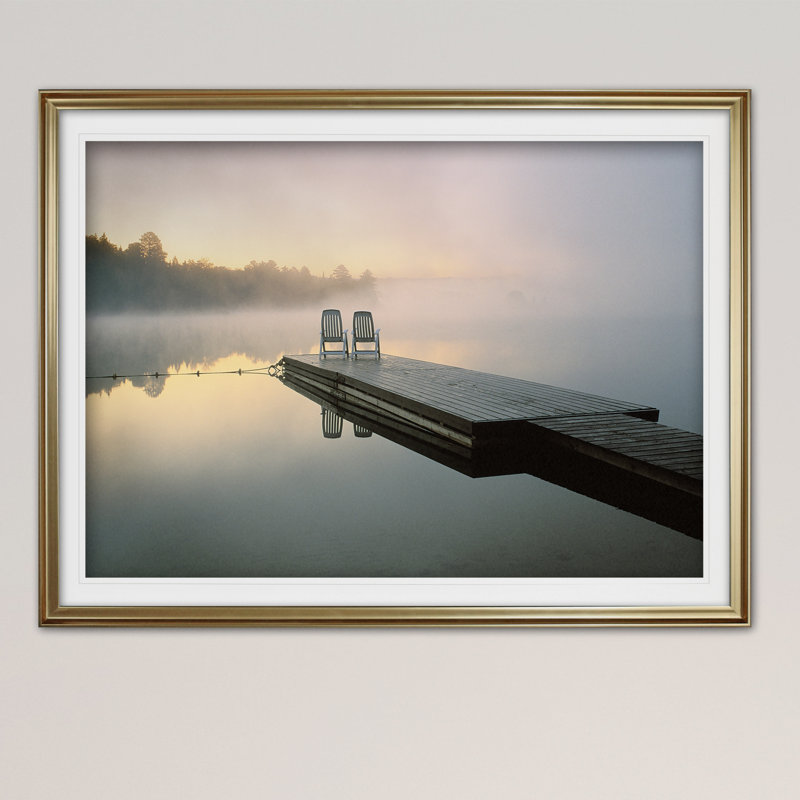 « algonquin provincial park », reproduction de peinture à l’acrylique encadrée, H 24 po x l 32 po x P 1,5 po, Or