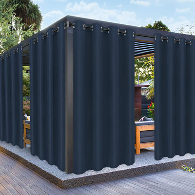 Outdoor Curtains For Patio Waterproof Weatherproof, UV Resistant Outside Curtains For Gazebo, Front Porch, Pergola, Sun Blocking Privacy Curtain, 52W X 84L Inch, 1 Panel, Navy Blue