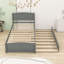 Lit plateforme simple en bois avec lit gigogne simple et tête de lit-838641653