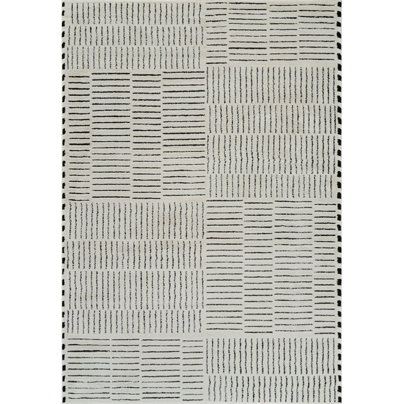 Tapis d'intérieur crème abstrait à motif de branches Tapis Alinda, Rectangle 6 pi 8 po x 9 pi 7 po