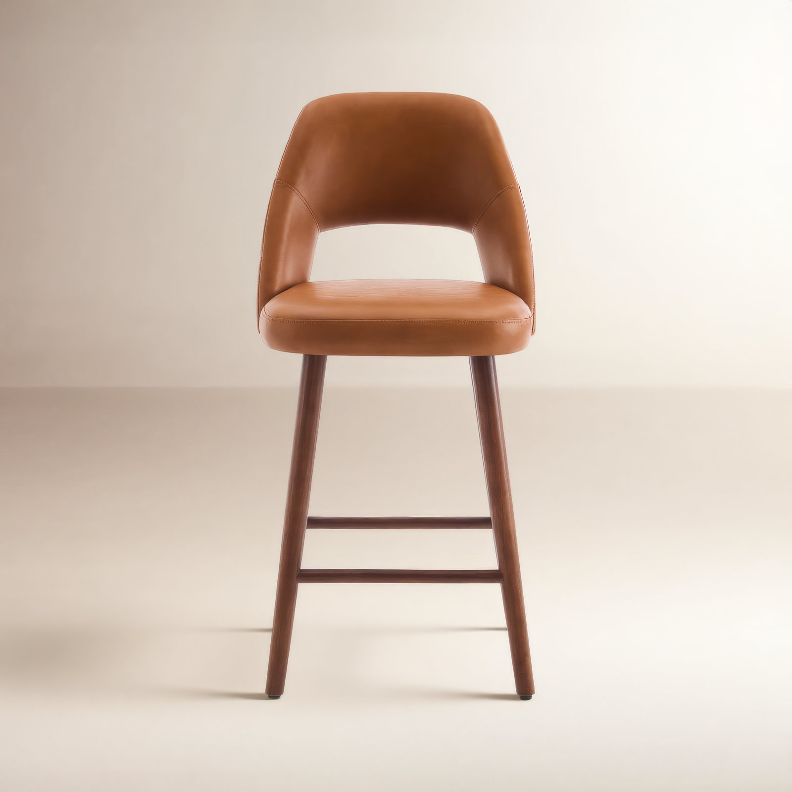 Ryden 26" Bar Stool, Brown Faux Leather