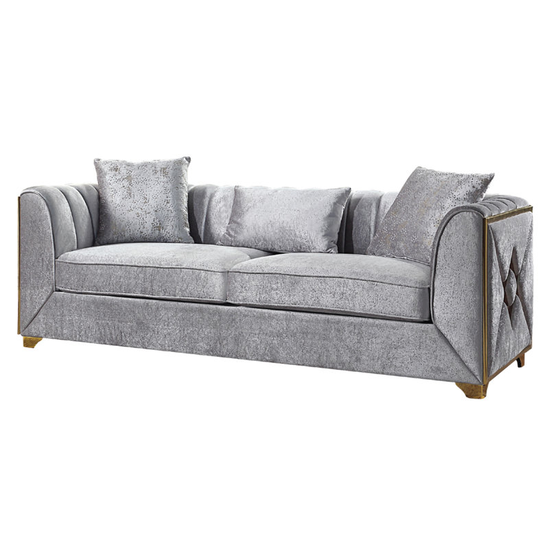 Canapé en velours 91,6 po Arron, Velvet argent