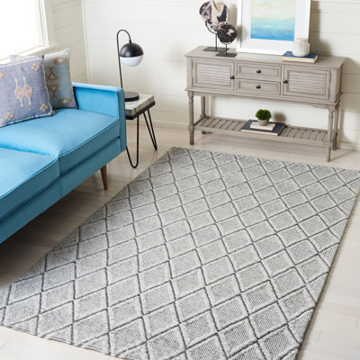 Tapis géométrique en laine et en coton tissé à la main avec latex Marbella