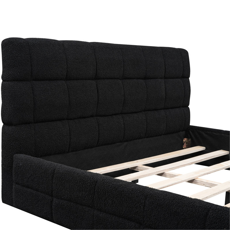 Grand lit rembourré noir - Stabilité du matelas pour la chambre à coucher, Noir