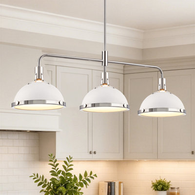Lysander 3-Light Modern Linear Kitchen Island Pendant with Glass Diffuser