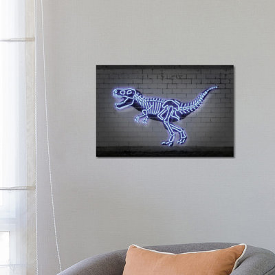 T-Rex Skeleton by Octavian Mielu - Wrapped Canvas Painting