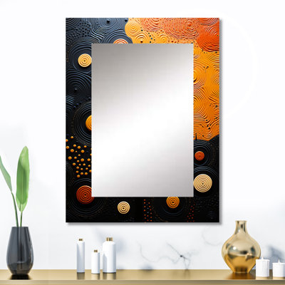 African Tribes Sacred Patterns IV - Orange Wall Mirror Decor