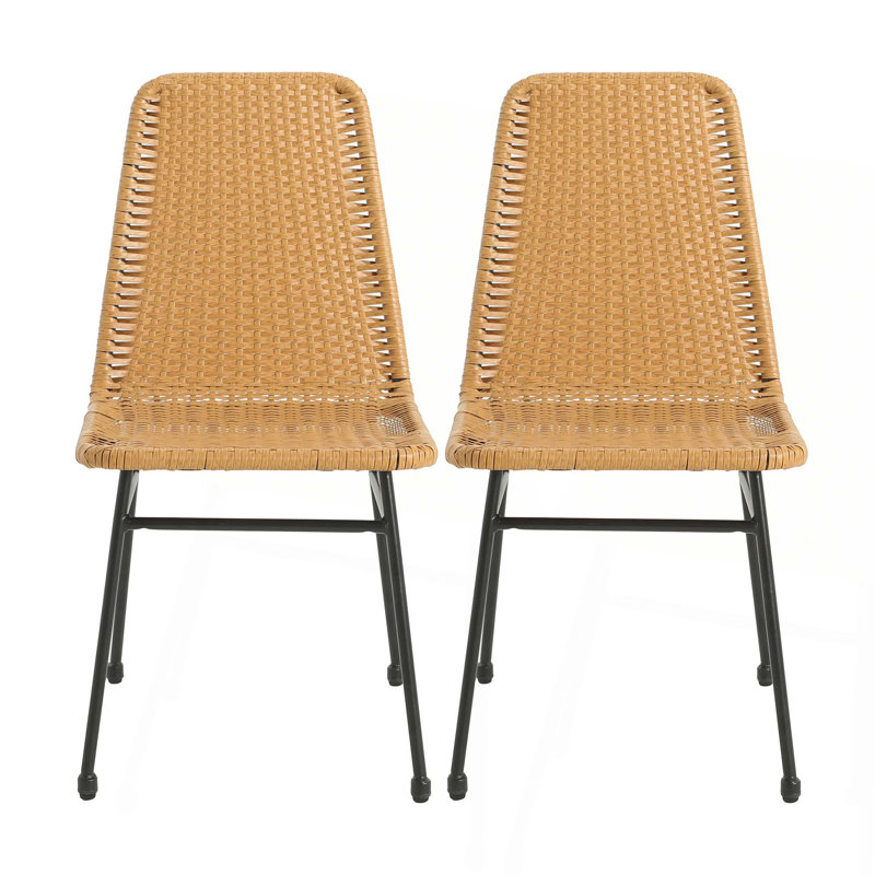 Chaise moderne sans accoudoirs pour le salon, la salle à manger, la cuisine, ensemble de 2, Marron clair