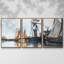 Bateaux dans le port de Honfleur, 1866, reproduction sur toile 3 pièces-1380297327-1380297332