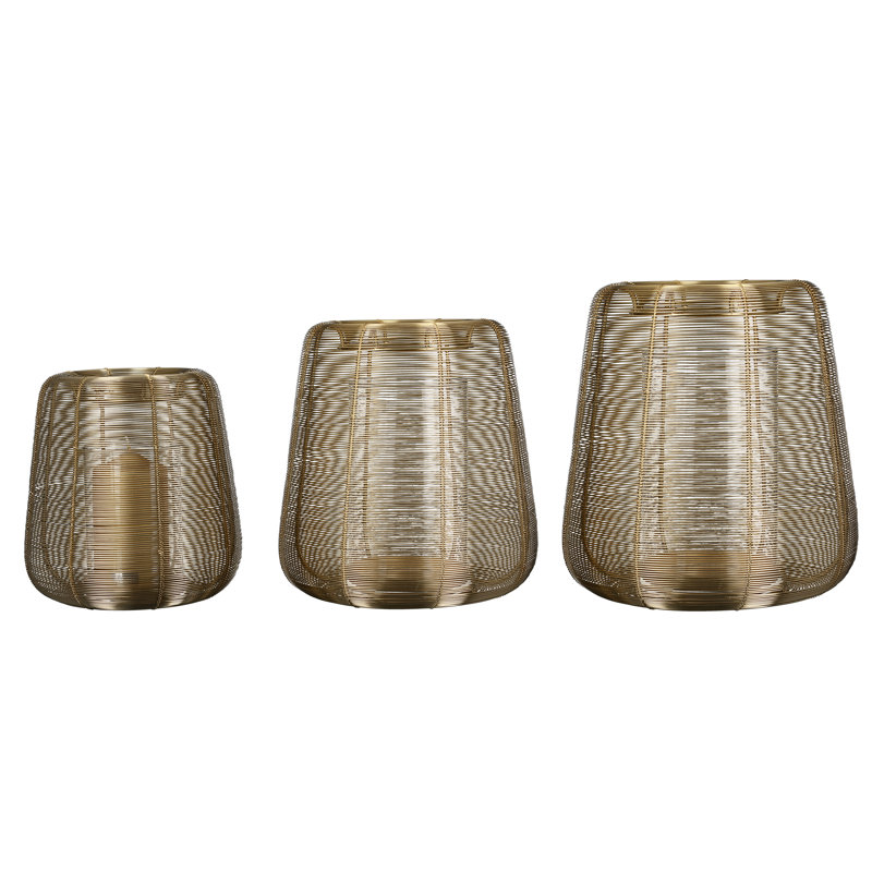 Lucerno Metal Tabletop Lantern, 29cm H x 25cm W x 25cm D, Gold