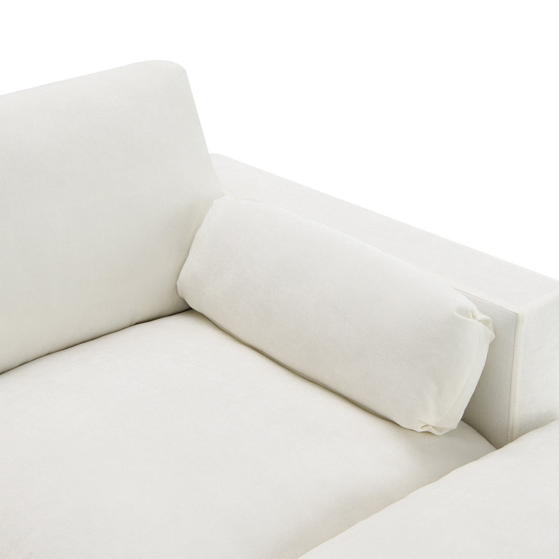 [VIDÉO] Canapé modulaire chenille modulaire de 86,5 po avec poches de rangement, Chenille blanche