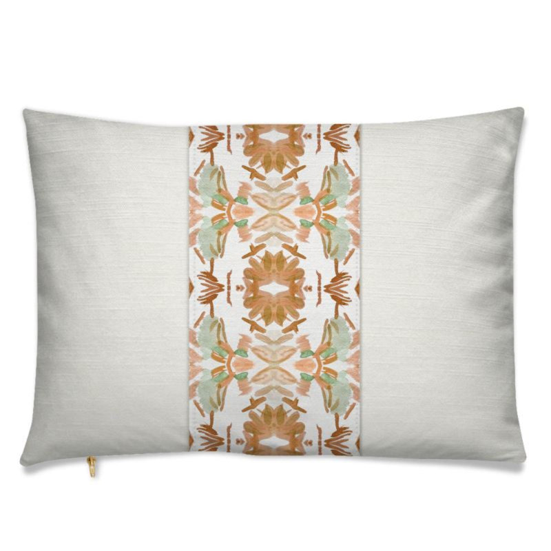Wildflowers I Luxury Panel Pillow, Orange/White Dove