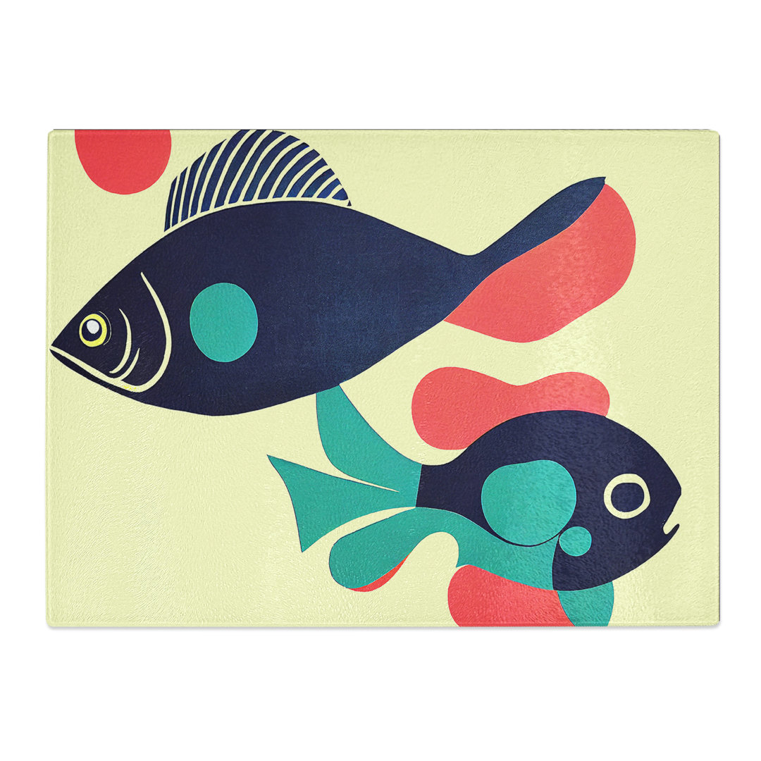 The Surprising Fish Abstract  Glass Chopping Board