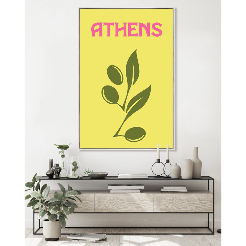 Athens Print, White Framed, 50" H x 33" W