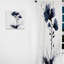 Amico - Hibiscus Euphoria II bleu et blanc - Rideau traditionnel - Velours obscurcissant - 1 panneau-1562937817