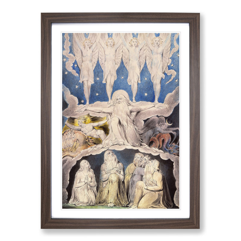 When the Morning Stars Sang Together Butts Set by William Blake - Picture Frame Painting, Walnut, 65cm H x 48cm W x 2cm D