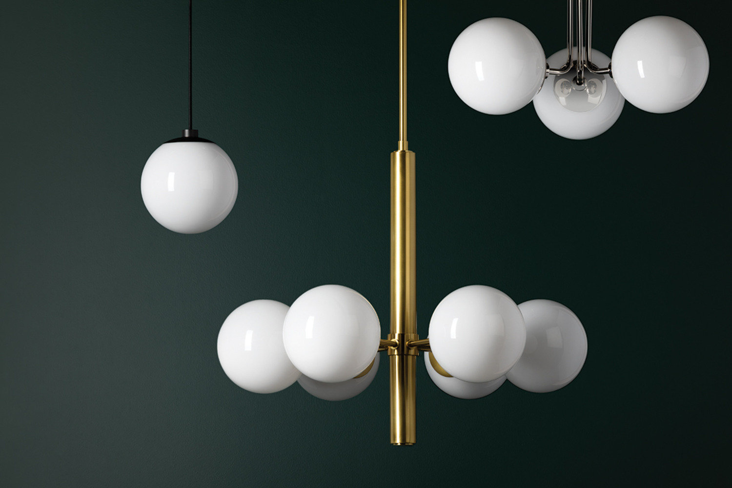 Luna 3 Light Glass Semi Flush Mount, Polished Nickel