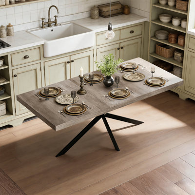 55.11"-70.86"Retro Rectangular Stretch Dining Table, Grey Carole Top With Same Color Embossed Center Plate,With Storage Box,Suitable For Dining Rooms, Kitchens, And Living Rooms