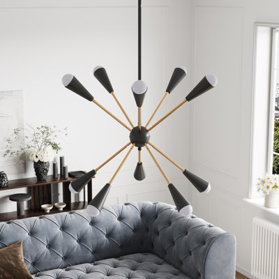 Bethina 10-Light Black Sputnik Dimmable Rustic Pendant Light Fixture