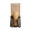 Porte-bougie en verre teinté moderne avec décoration en métal enveloppant-739322058