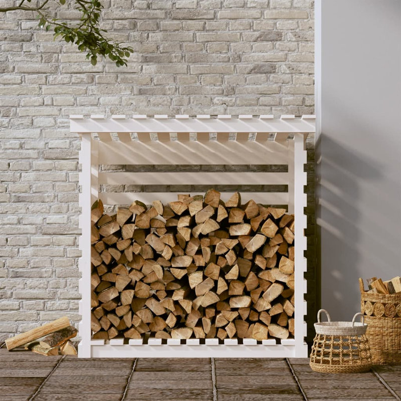  Firewood Rack 42.5"X28.7"X42.5" Solid Wood Pine, White