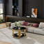 Table basse moderne à miroir avec structure asymétrique en métal-998886826